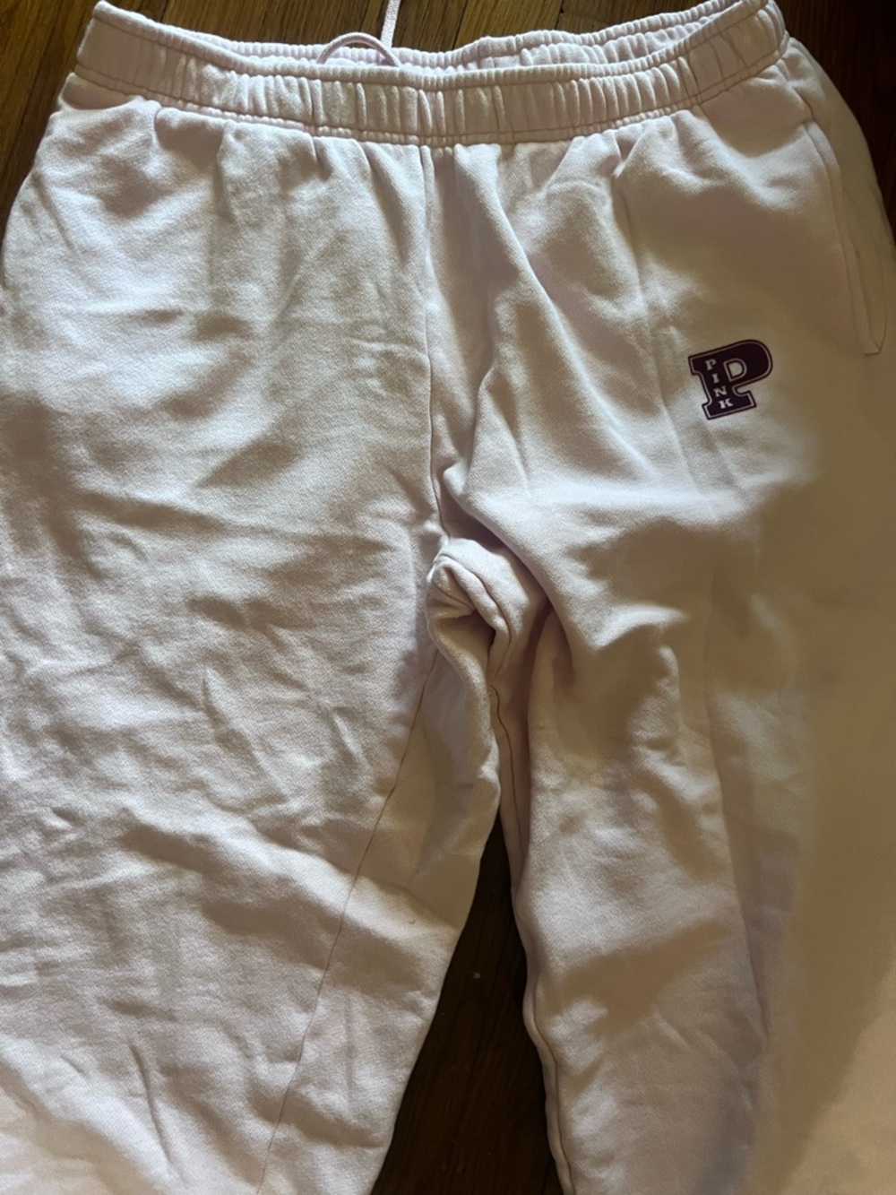 PINK Victoria's Secret Pale Pink Jogger Sweatpants with Purple 'P' Logo